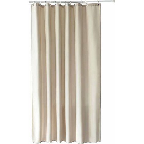 Rideau de douche imperméable et anti-moisissure, 180 x 180 cm, lavable, en tissu imitation lin, avec crochets, convient aux baignoires et salles de douche (beige).