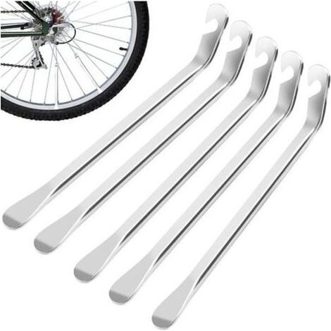 5 Pièces Demonte Pneu Velo Métal, Levier Démonte-Pneu en Acier au Carbone Outil de Remplacement de Pneu de Vélo Réparation de Pneu Pour Changer les Chambres à Air de Pneus de Vélo per Biciclette (1/5)