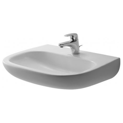 Lavabo DU D-Code Med 650 mm sans trop-plein, avec bonde de trop-plein, 1 bonde de trop-plein, blanc