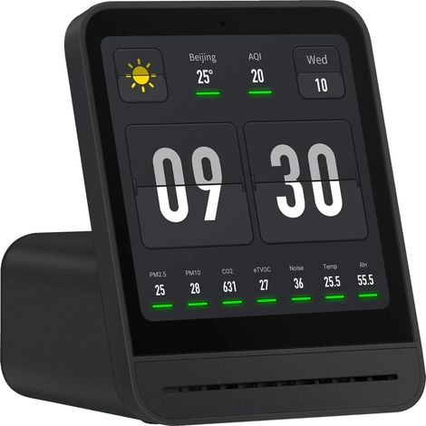 Luftqualitätsmonitor, Echtzeit-Metriken, Intelligente WLAN-Konnektivität, 1Pcs Schwarz (1/2)