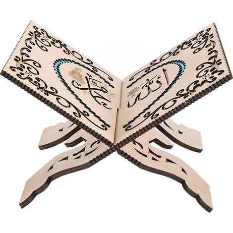 Support coranique vintage en bois sculpté, présentoir pliable pour livre de prière musulman, étagère à livres dépliante. (1/5)