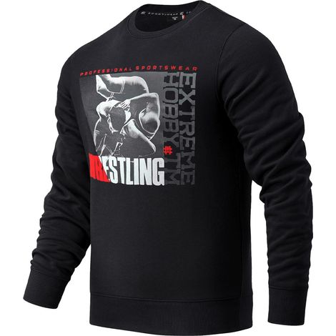 Felpa da uomo senza cappuccio, modello wrestling PRO, taglia 2XL, colore nero.