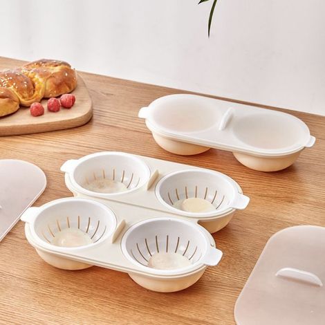 Cuiseur À Œufs - Micro-ondes - Cuisson Vapeur Et À La Coque - Double Compartiment Avec Panier Égouttoir - 2 Pièces (1/4)