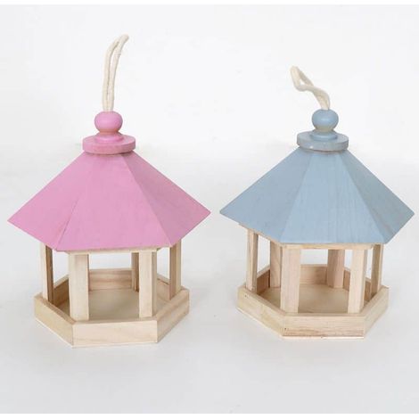 Nichoir en bois, mangeoire à oiseaux en paulownia, nichoir rustique, cage à perroquet, nichoir en bois à faire soi-même pour enfants (rose) (1/3)
