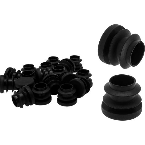 16mm Diamètre Rond Plastique Bouchons x 20PCS Plastiques Fin Bouchons Insérer pour Métal Tube, Clôture, Glide Insert, Tuyau Poteau, Chaises et Meubles, Noir (1/4)
