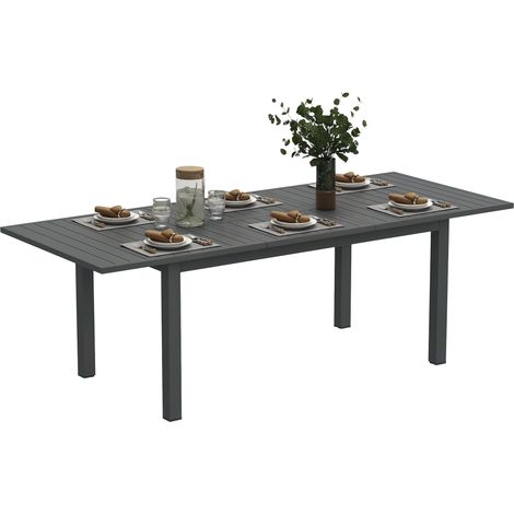 Table de jardin extensible en aluminium. 160/220 x 90 cm. résistante aux intempéries. table de balcon. antidérapante. table de buffet. grise (1/5)