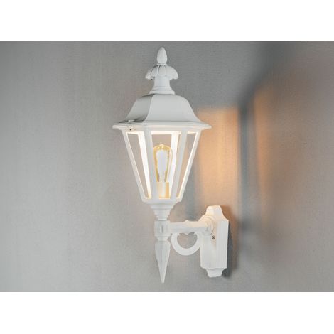 Große LED Außenwandleuchte Laterne stehend, Alu Weiß, Höhe 61cm (1/3)