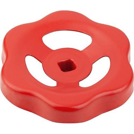 KIPP Handrad Stahlblech Vierkant 8mm Ø 78mm Stahl rot RAL3000 (1/3)