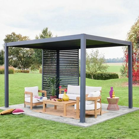 Pergola bioclimatique aluminium 4x3m anthracite + 1 persienne 100cm + 1 persienne 130cm Triomphe (1/5)