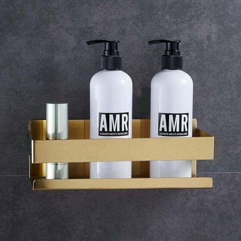 Étagère De Douche Auto-Adhésive Installation Sans Perçage Doré Brossé Pour Salle De Bain (1/3)