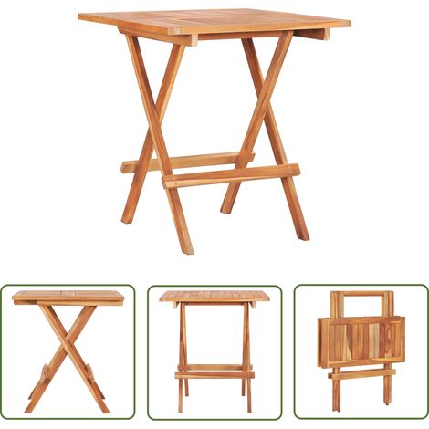 The Living Store Table de bistro pliable 60x60x65 cm Bois de teck solide - Table De Bistro - Table De Jardin - Table Pliante - Mobilier De Jardin - Teck (1/5)