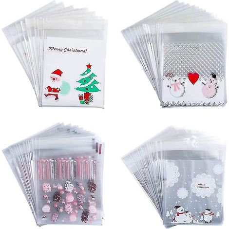Décorations de Noël - Sachets à bonbons, gâteaux, biscuits, gâteaux sucrés, sachets en cellophane auto-adhésifs (1/5)