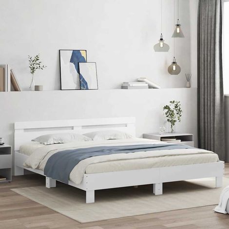 Cadre de lit sans matelas blanc 180x200 cm (1/5)