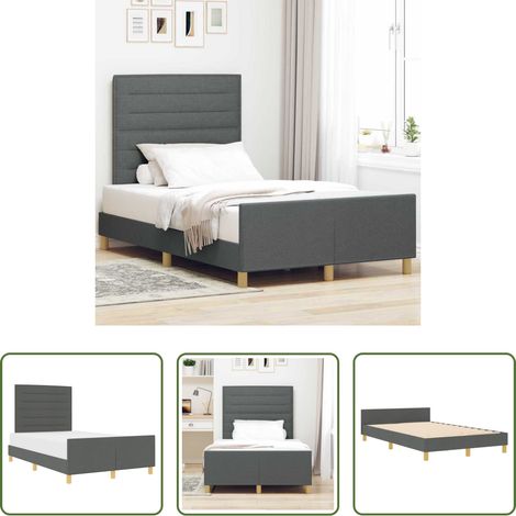 Stoffbett - Bettgestell mit Kopfteil Dunkelgrau 120 x 190 cm Stoff (1/5)