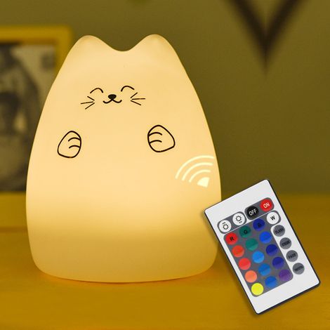 Veilleuse pour enfants lampe multicolore Rechargeable chat Silicone lumière tactile lumière LED (1/5)