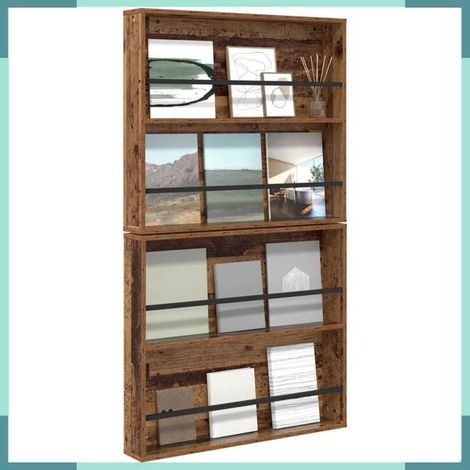 Étagère à magazines - 890849 - Bois ancien - Bois d'ingénierie - 2 étagères 80x12x70 cm (1/5)