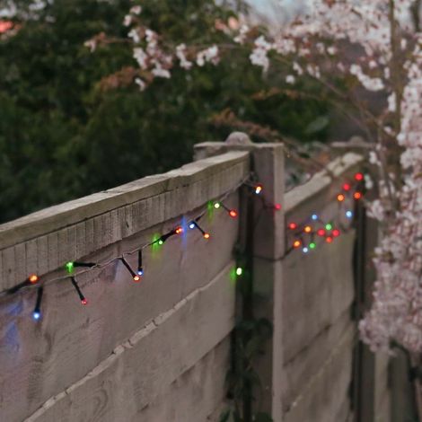 10m Solar Power Outdoor LED Fairy Lights Green Cable Multi Colour Garden Décor