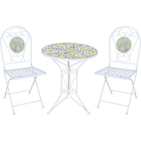 Set Bistrot Tavolino Con 2 Sedie Con Mosaico In Ceramica Per Esterno Terrazzo Giardino Pieghevoli Patio Casa,Bar,Ristoranti,Mobili Giardino Mod-Mazara (1/5)