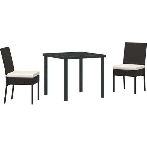 3-teiliges Garten-Essenset Schwarz Poly-Rattan vidaXL (1/5)