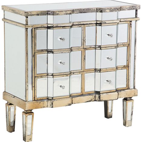 6 Drawer Chest MOZELA Mirrored Silver (1/5)