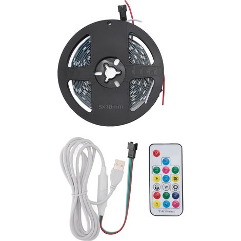 Ortviai Bande LED RGB 5 V avec télécommande – Ruban lumineux USB pour décoration TV, miroir, PC et salon (1/5)