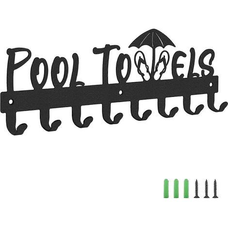 Porte-serviettes mural à 8 crochets pour piscine, idéal pour l'extérieur ou la salle de bain, et pour suspendre les peignoirs. (1/5)