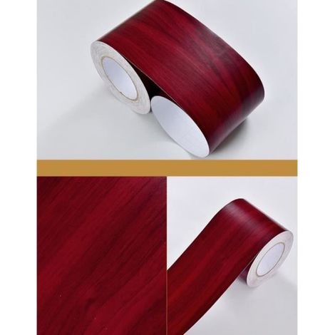 Stickers plinthes adhésifs effet bois Wood RT 5 m x 10 cm - Grain de bois (rouge) - ROHS