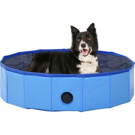 vidaXL Piscina per Cani Pieghevole Blu 80x20 cm in PVC