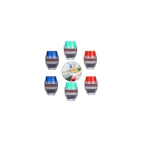 Lot de 6 filtres à charbon actif ronds pour robinet de cuisine, purificateur d'eau à 5 couches pour la maison (1/4)