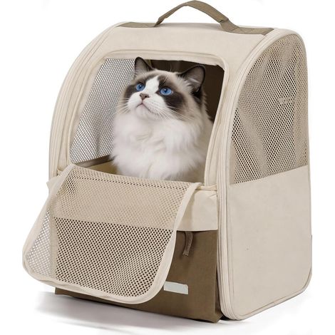 Sac à dos pour chien et chat, résistant jusqu'à 10 kg, idéal pour les voyages Avec fenêtre en filet pour les petits animaux, pliable, avec laisse de sécurité et tapis de sol inclus (1/5)