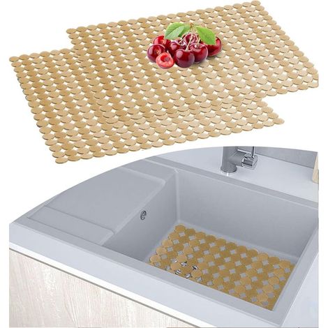 Lot de 2 Tapis évier Cuisine, Tapis de séchage Tapis D'évier Décoratif, Tapis de Protection D'évier Réglables, Tapis evier Contre la Aaleté