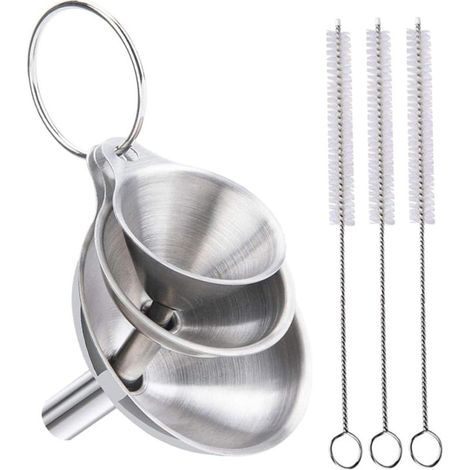 Set mit 3 Mini-Edelstahltrichtern für die Küche (1/5)