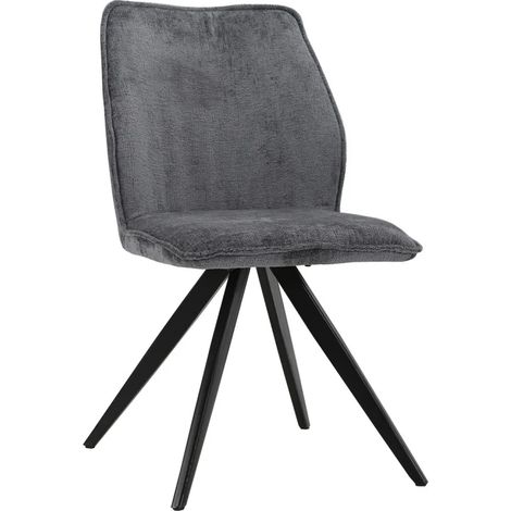 Chaise en velours doux gris anthracite pied croix métal noir - JAMES (1/5)