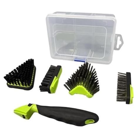 Effective cleaning brush with interchangeable steel wire heads and soft bristles for tough dirt, rust, and paint ideal for barbecue furniture and tools with ABS (1/5)