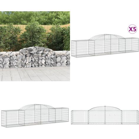 Gabionen mit Hochbogen 5 Stk. 300x50x60/80 cm Verzinktes Eisen - Gabionen - Gabionenkorb - Gartendeko - Gartenzubehör - Zaun - Home & Living (1/5)