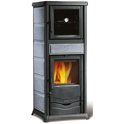 La Nordica – Poêle à bois raccordable avec four – Puissance 9.4 kW – Volume de chauffe 270 m³ – Rendement 87.4 % – Diamètre sortie fumée 130 mm (1/5)
