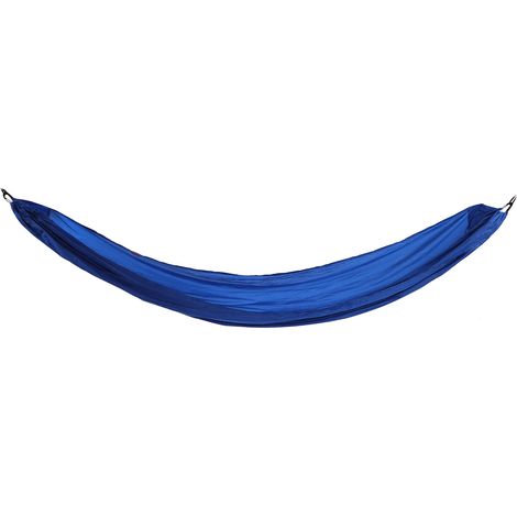 Hamac de camping portable en parachute avec sac de rangement et mousqueton pour activités extérieures, bleu (1/5)