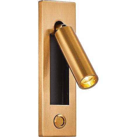 LED Wall Mounted Bedside Lamp, Adjustable Recessed Bedside Lamp with Switch, Reading Wall Lamp, Wired Spotlight for Bedroom (Gold)