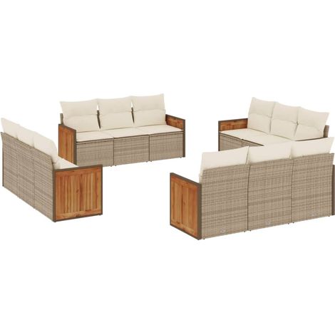 Maison Exclusive - Salon de jardin avec coussins 12 pcs beige résine tressée (1/3)