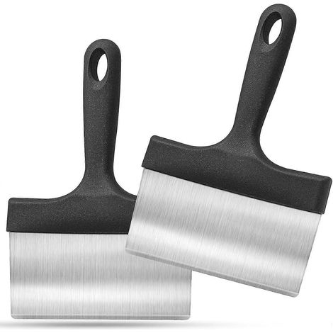 Grattoir à gril robuste en acier inoxydable avec manche de 12,7 cm (noir, lot de 2) (1/5)