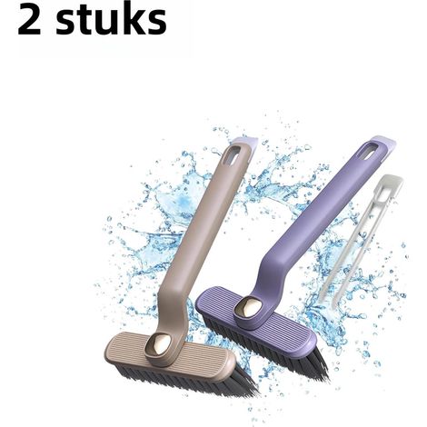 Lot de 2 brosses de nettoyage pivotantes à 360 degrés brosse de nettoyage de fentes deux en un poils rigides outil pour endroits difficiles d accès dans la cuisine et la salle de bain violet et marron (1/5)