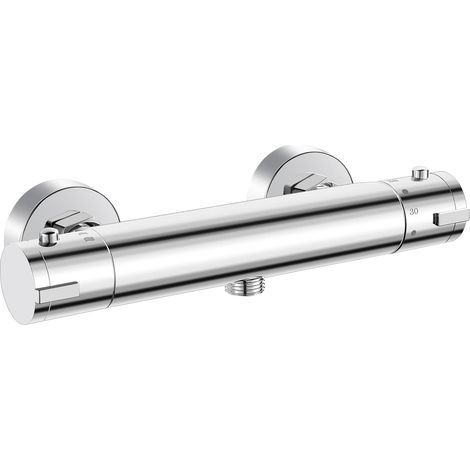 Thermostatischer Duschmischer, wandmontierter thermostatischer Duschmischer mit Sicherheitsknopf bei 38 °C. Verbrühschutz, Mittenabstand des thermostatischen Duschmischers 150 mm – Chrom (1/5)