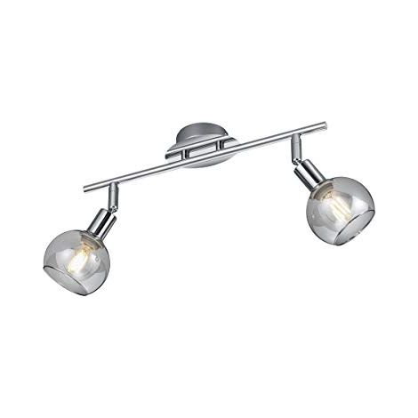 Faretti Soffitto Parete Barra 2 Spots metallo Cromo Vetri Fume Brest GD Trio (1/3)