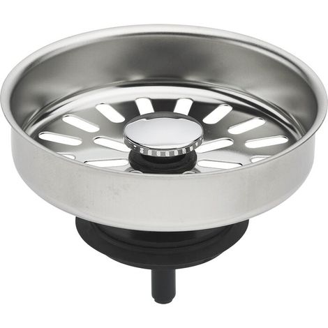 Valentin – Bouchon d'évier en acier inoxydable – Diamètre 84 mm – Pour bonde de 90 mm – Résistant à la corrosion et facile à nettoyer
