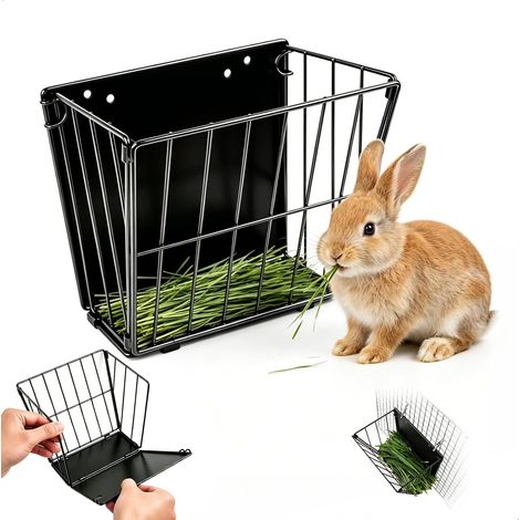 Rabbit Hay Ratelier Foldable Feeder Accessories Rabbit with Metal Frame and Ties for Guinea Pig, Chinchilla, Chinchilla Cage Accessories (1/5)