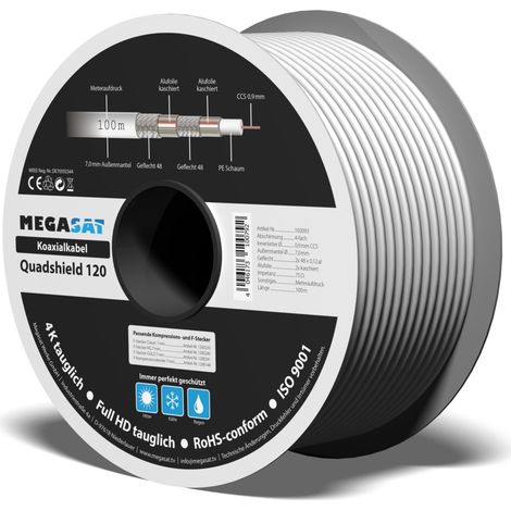 Câble coaxial MEGASAT Quad Shield 120, 110 dB, 100 m (1/3)
