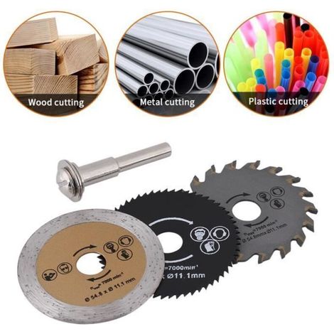 3 Pcs Lames de mini-scie circulaires HSS disque de coupe pour couper bois (1/4)
