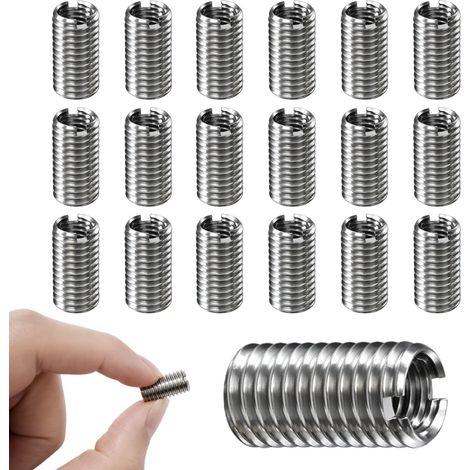 20 pièces insert fileté 15 mm M8 vers M6 en acier inoxydable – douille pour réduire M8 en M6, adaptateur à filetage interne pour réparation et renfort, fixation atelier et montage (1/5)