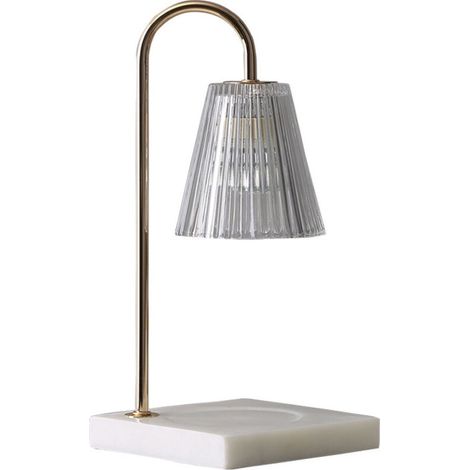 Lampe chauffe-bougie en verre transparent avec minuterie et 2 ampoules Lampe chauffe-bougie Socle en bois Lampe à bougie à intensité variable for la décoration de la chambre Bougies