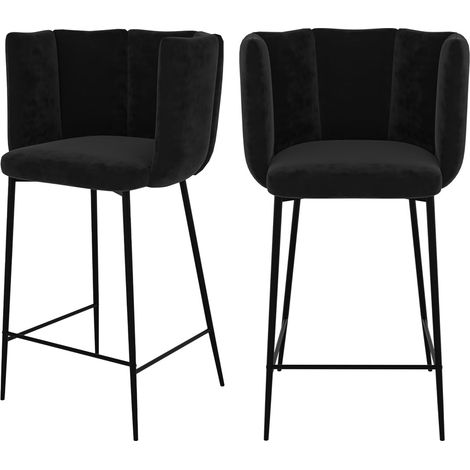 Set de 2 sillas para isla de cocina de terciopelo negro 65 cm - Rosy (1/4)